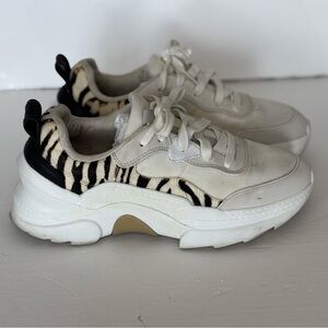 Zara White Chunky Sneakers with Black Zebra Accent